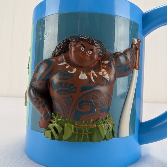 Disney Moana Plastic Mug Set of 2 Kids Handled 3D Characters Blue Reusable - Picture 10 of 12